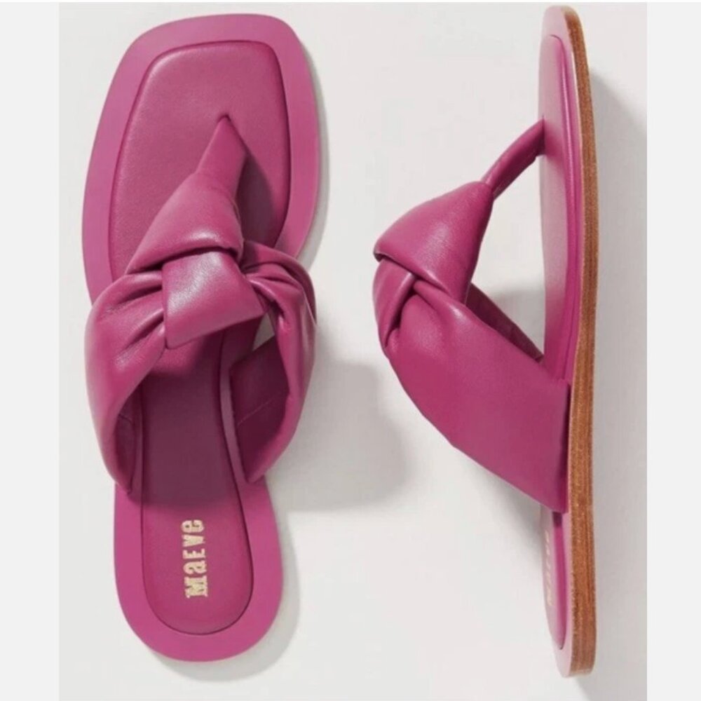 NWOT Anthropologie Maeve Puffy Knotted Sandals in Fuchsia | Size 8